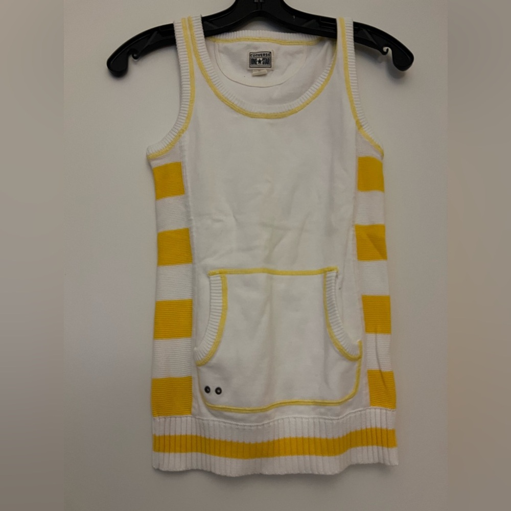 New Juniors Extra Small Yellow and White Striped Converse Top - Picture 2 of 11